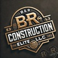 Logo of "B&R Construction Elite LLC" featuring bold, stylized text with decorative elements on a dark background.
